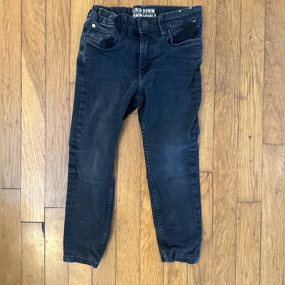 H&M &Denim Boys Black SLIM FIT LINED JEANS